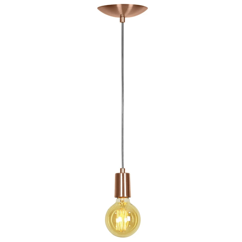 Lustre Pendente Tubo Cilindro Aluminio Cobre