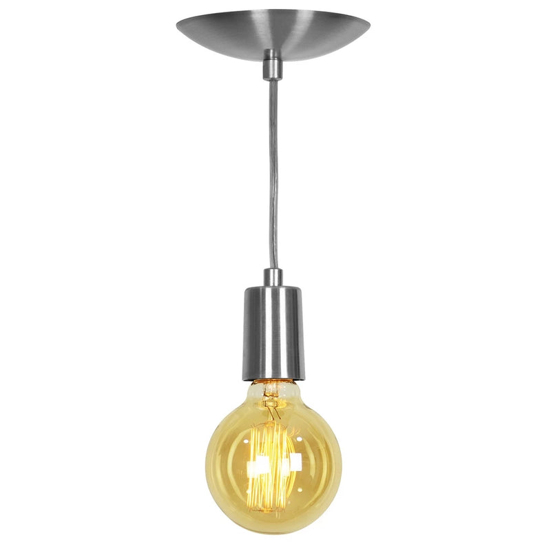 Lustre Pendente Tubo Cilindro Aluminio Escovado