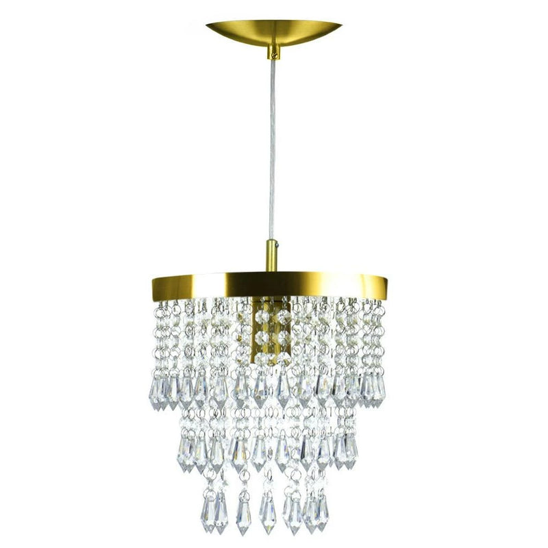 Lustre Pendente De Cristal Acrilico Manucrillic Dourado