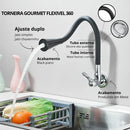 Torneira Gourmet Cozinha Flexível Preta Com Ducha Duplo Jato Preto Cromado