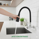 Torneira Gourmet Cozinha Flexível Preta Com Ducha Duplo Jato Preto Cromado