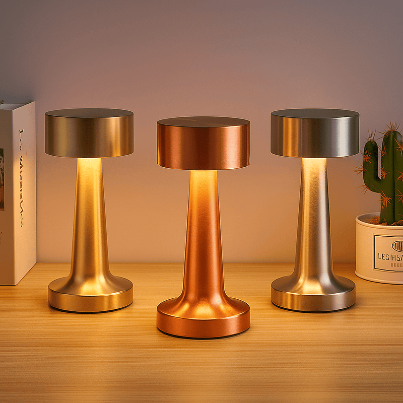 Luminária Candeeiro de Mesa Retrô Metal Portátil Recarregável