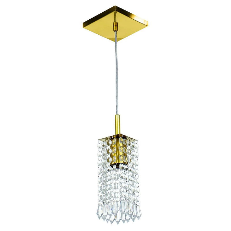 Pendente Quadrado Clearcrillic Cristal Acrilico Dourado
