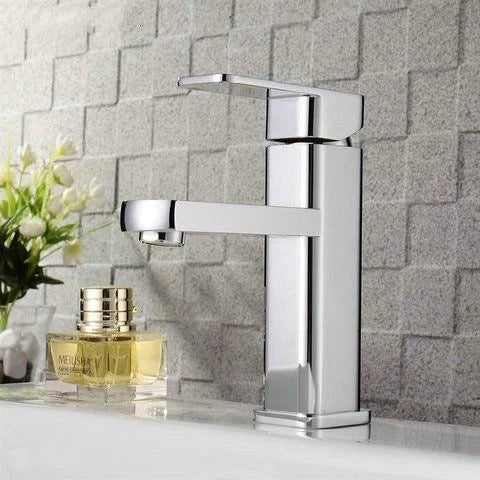 Torneira Banheiro Luxo Quadrada 1/4 Volta Prata cromada Bancada Pia Banheiro Alto Padrão