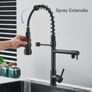 Torneira Cozinha Gourmet Inox para Bancada com Spray Flexível