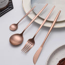24 Pcs RosaCor Dourada Garfo e Colher e Faca Conjunto De Talheres De Aço luxo