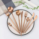 24 Pcs RosaCor Dourada Garfo e Colher e Faca Conjunto De Talheres De Aço luxo
