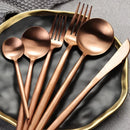 24 Pcs RosaCor Dourada Garfo e Colher e Faca Conjunto De Talheres De Aço luxo