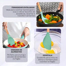 KIT de Utensílios Para Cozinha em Silicone e Bambu 12 Peças - cor aleatoria