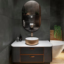 Espelho Adnet Pílula  Preto Decorativo Sala Quarto Banheiro Com Suporte de Fixação 58x42cm