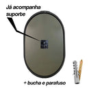 Espelho Adnet Pílula  Preto Decorativo Sala Quarto Banheiro Com Suporte de Fixação 58x42cm