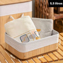 Kit 3 Cestos Organizadores de Bambu Multiuso com Forro com 3 Tamanhos 30cm x 20cm x12cm