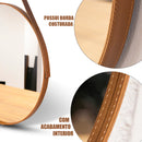 Espelho Redondo De Parede 40cm Decorativo C/ Costura - Preto