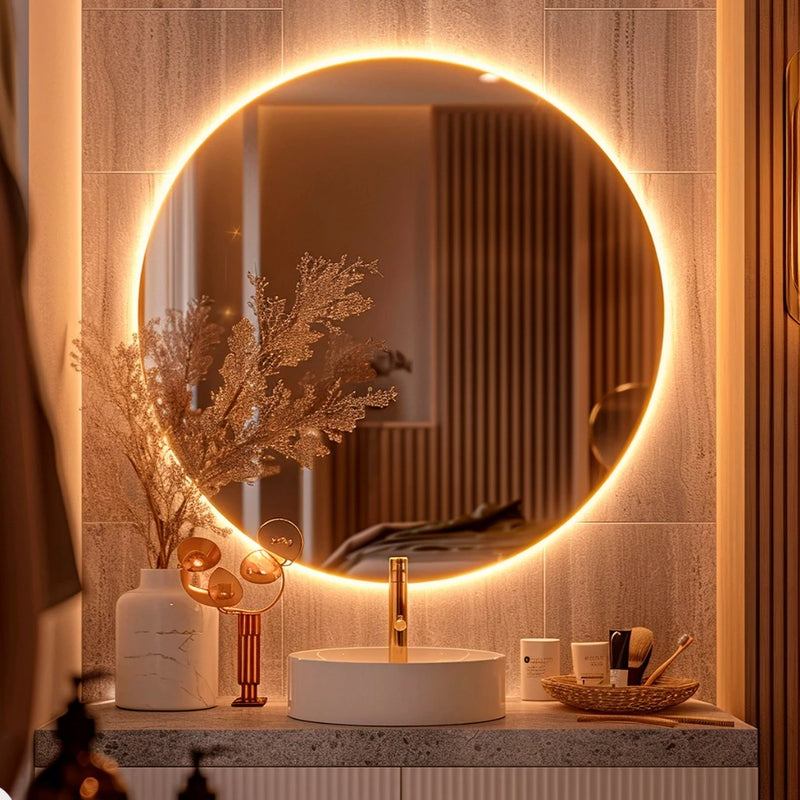 Espelho redondo lapidado led/ 40 cm