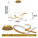 Lustre Moderno para Sala Led Dourado Infinito Curvas Luminária Quarto Decoração