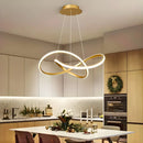 Lustre Moderno para Sala Led Dourado Infinito Curvas Luminária Quarto Decoração