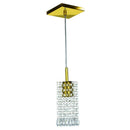 Pendente Quadrado Clearcrillic Cristal Acrilico Dourado