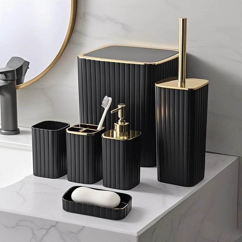 Kit Banheiro 6 Peças Conjunto Moderno Lavabo Completo com Escova Sanitário