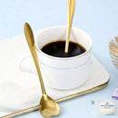 Kit 5 Colheres Coração Fofa para Cozinha Mesa Posta Douradas Café Sobremesa Chá Aço Inoxidável